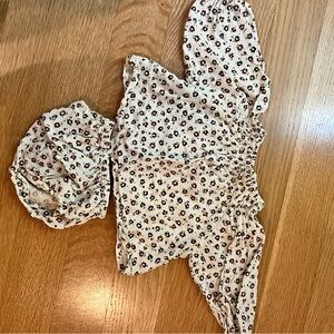 Rylee + Cru Cream and Brown Floral Baby Set